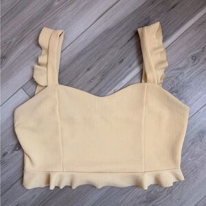 Fashion Nova Yellow Ruffle Strap Crop Top